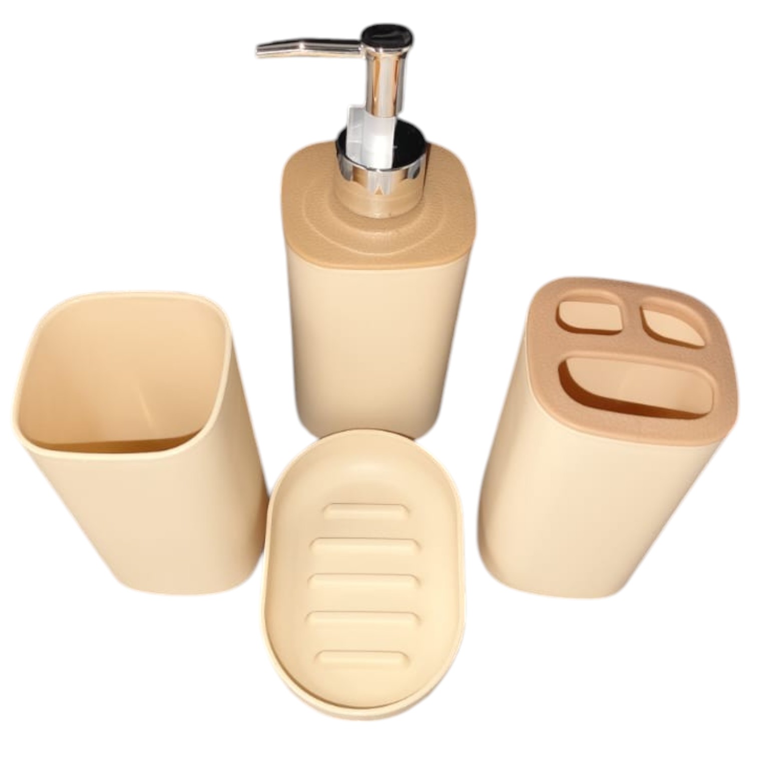 Set de Baño 4 Piezas Cuadrado –  Color Beige