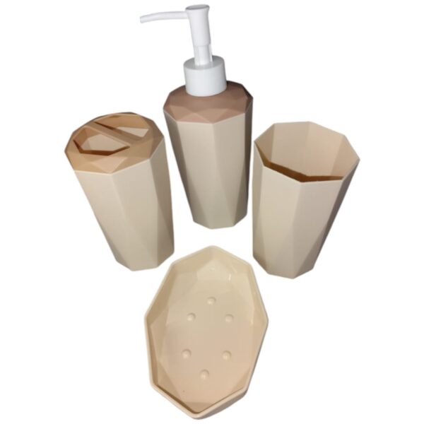 Set de Baño 4 Piezas Geométrico – Color Beige