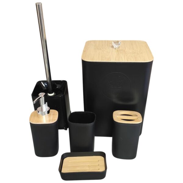 Set de Baño 6 Piezas Cuadrado – Color Negro
