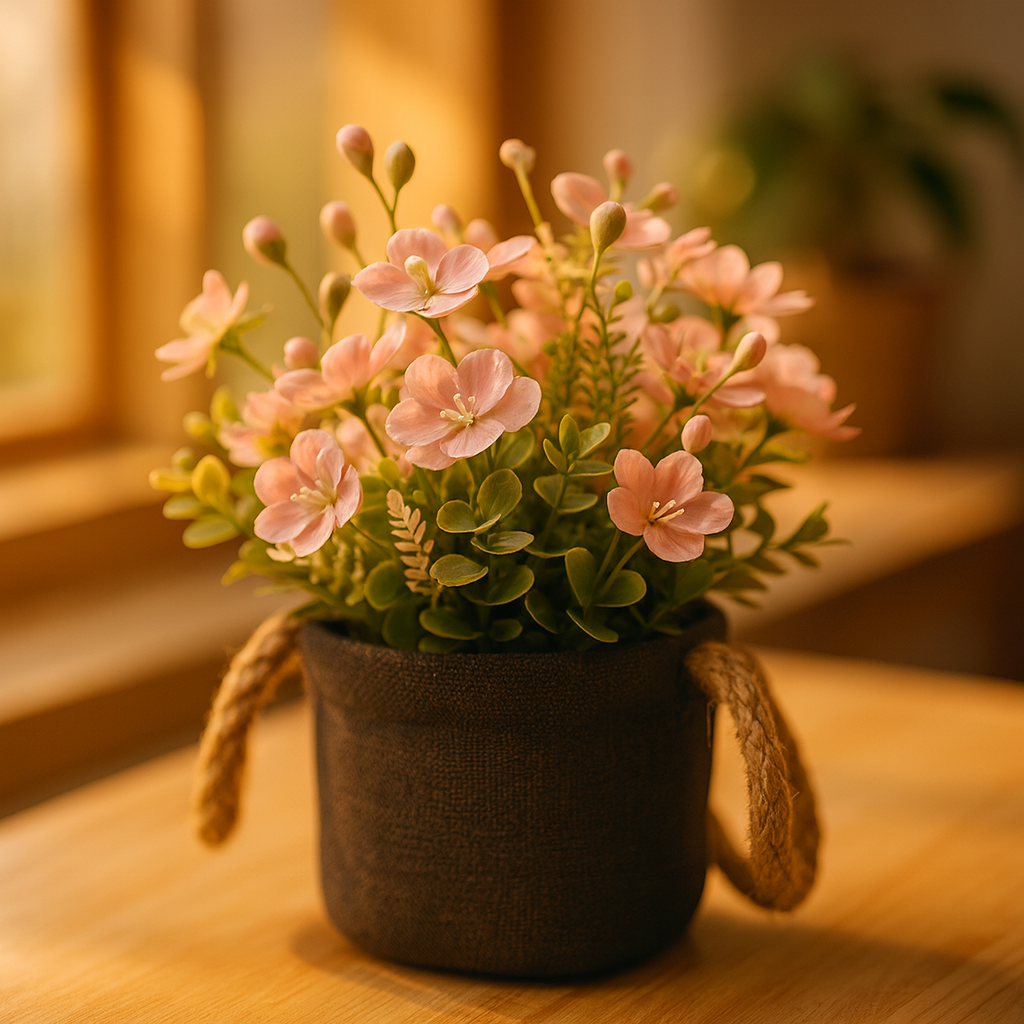 Maceta de Plástico con Cuerda Decorativa