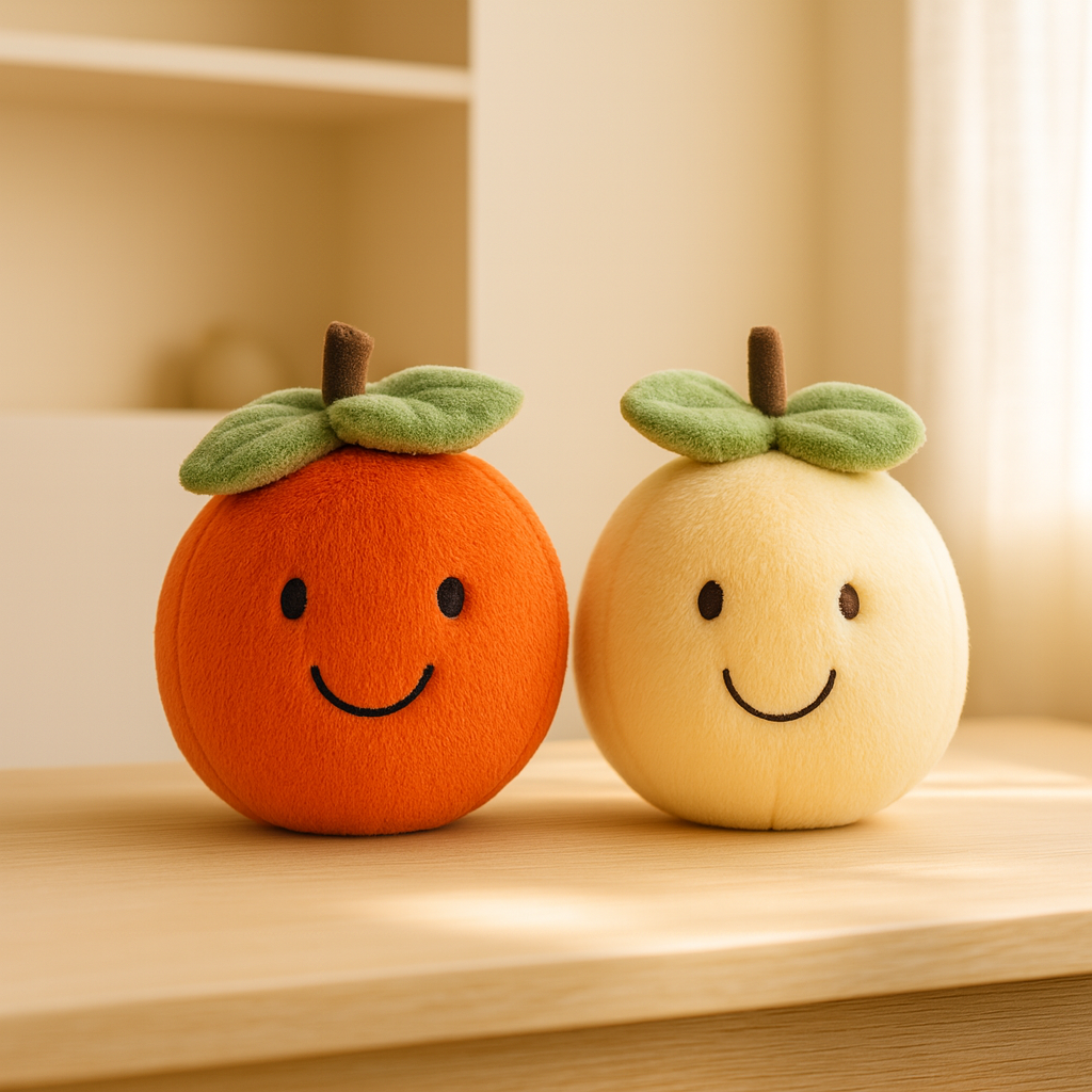 Peluche Fruta Caqui (20 cm) – Suave, Mullido y Decorativo