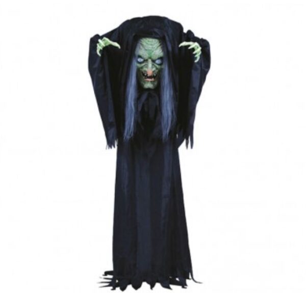 Bruja Jorobada Animada – Decoración de Halloween con Sonido y Movimiento
