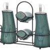Set de 5 Piezas Condimenteros de Porcelana Vinagrera, Aceitera y Especieros