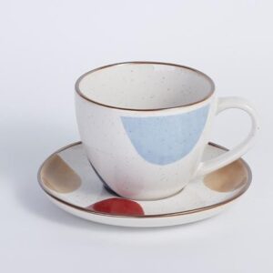 300ml cup&saucer
6cup&6saucer/color box；unit:set
cup:9.2*7cm， 
saucer:14.5*2cm，442g
Porcelain