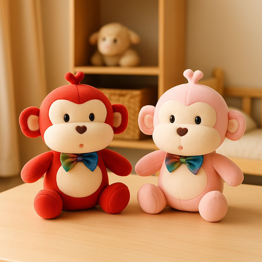 Peluche Monito con Moño (Corbatín) – Ultra Suave y Abrazable (Colores Surtidos)