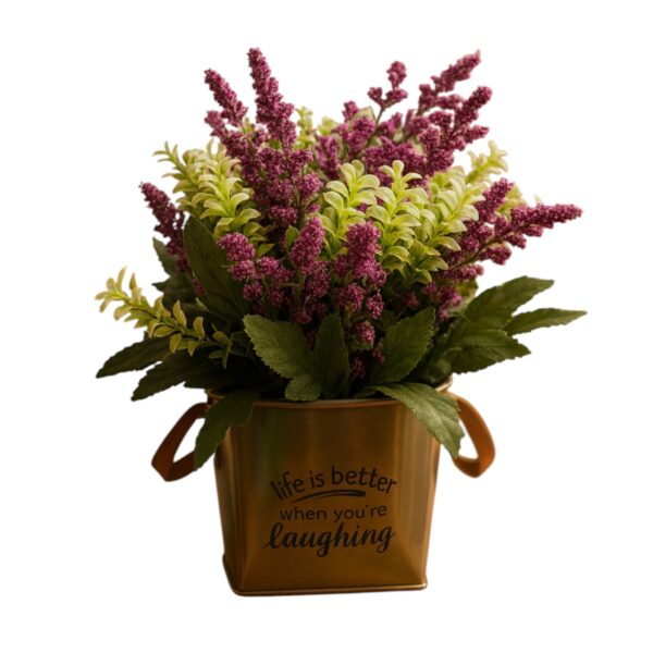Maceta Decorativa de Plástico con Lavanda Artificial – Estilo Rústico y Natural para el Hogar