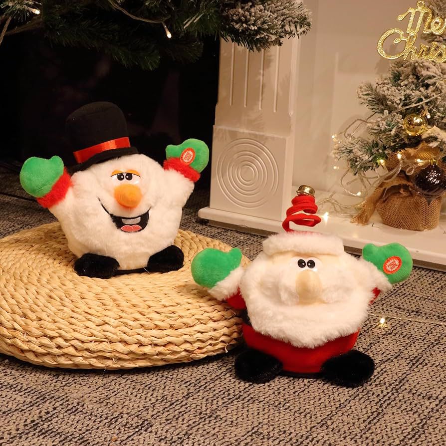 Santa Claus y Muñeco de Nieve Giratorio – Juguete Festivo con Movimiento Navideño