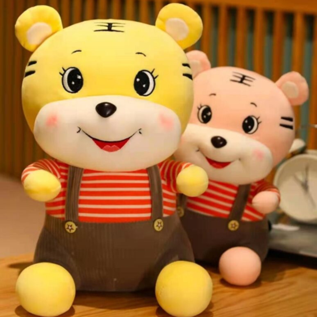 Peluche Tigre con Jardinera (Tirantes) – Ultra Suave y Abrazable (Modelos Surtidos)
