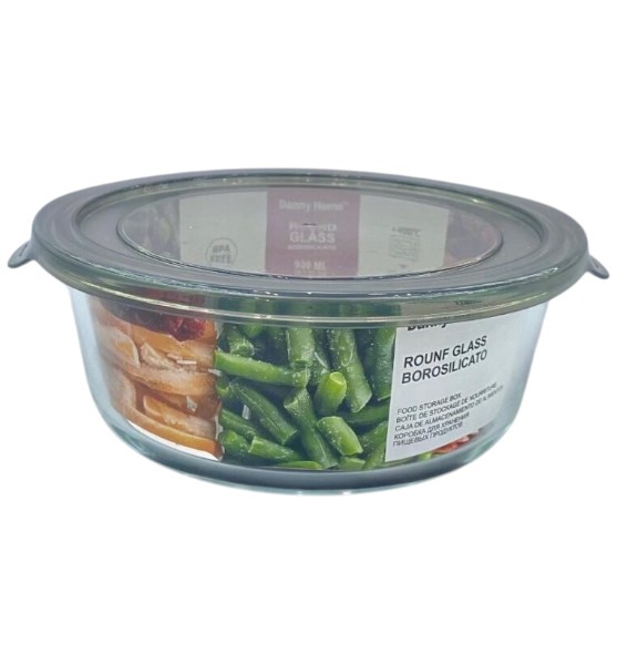 Contenedor Hermético Redondo de Vidrio 930 ml 17×6 cm