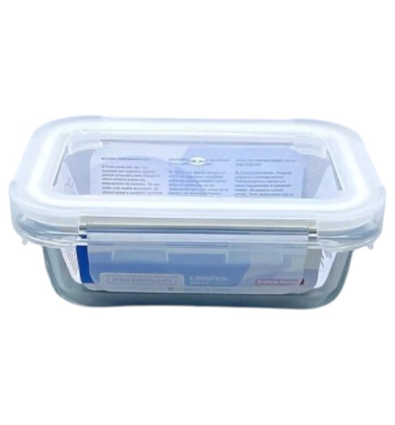 Contenedor Hermético Rectangular de Vidrio 185 ml 12x8x4 cm con Tapa