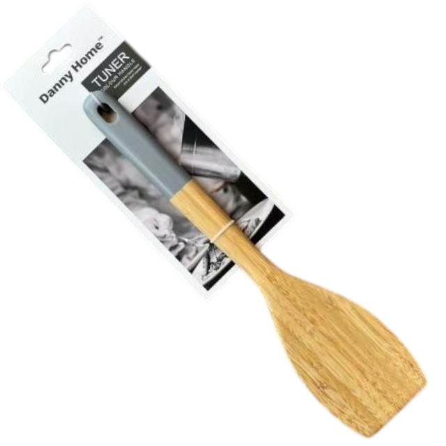 Espátula de Bambú 32 cm – Utensilio de Cocina con Mango Gris