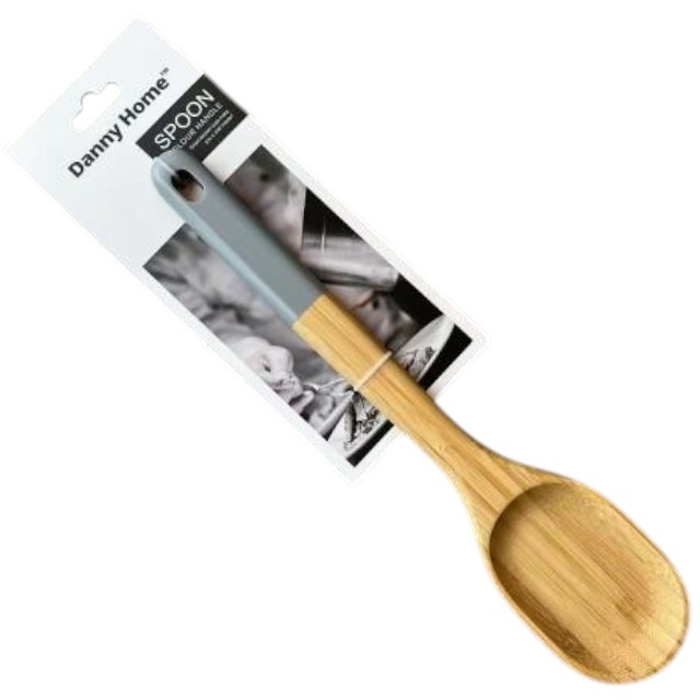 Cuchara de Bambú 32 cm – Utensilio de Cocina con Mango Gris