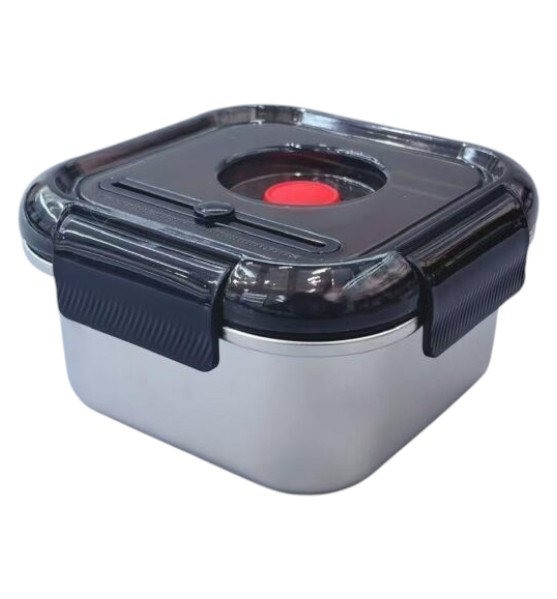 Lonchera Hermética Acero Inoxidable 750 ml con Silicona y Tapa PP