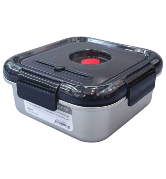 Lonchera Hermética Acero Inoxidable 900 ml con Silicona y Tapa PP