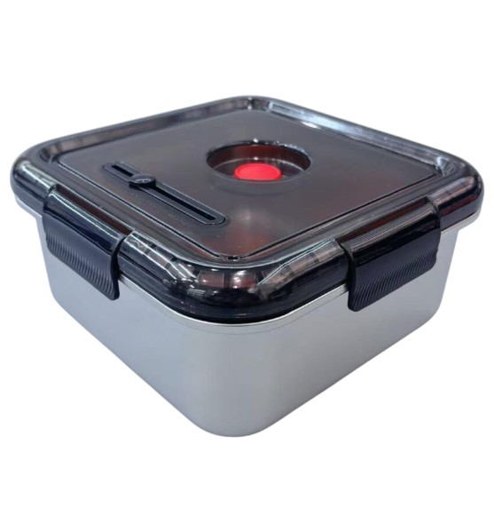 Lonchera Hermética Acero Inoxidable 2000 ml con Silicona y Tapa PP