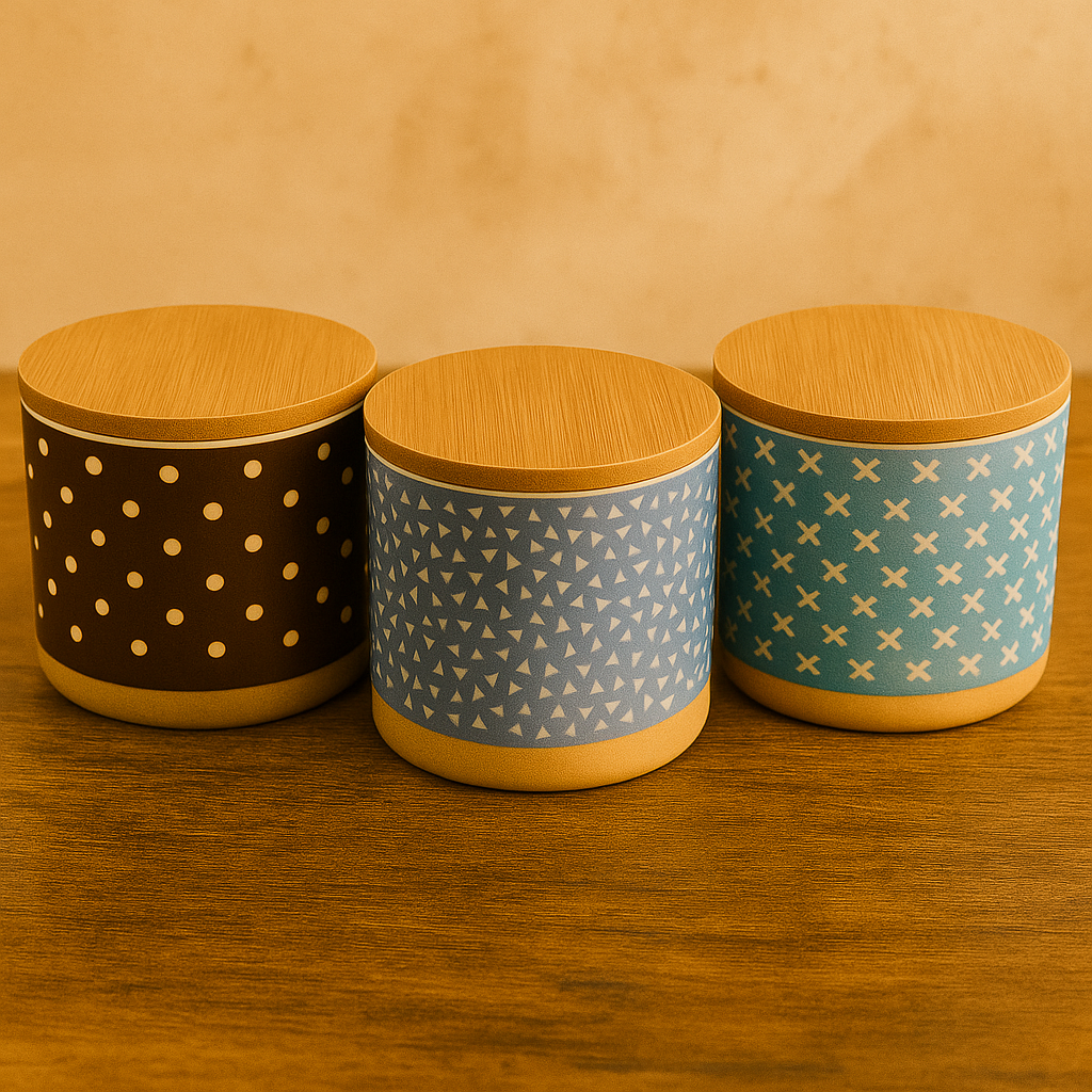 Set de 3 Saleros de Porcelana 10x10x7 cm –  Vajilla de Cocina