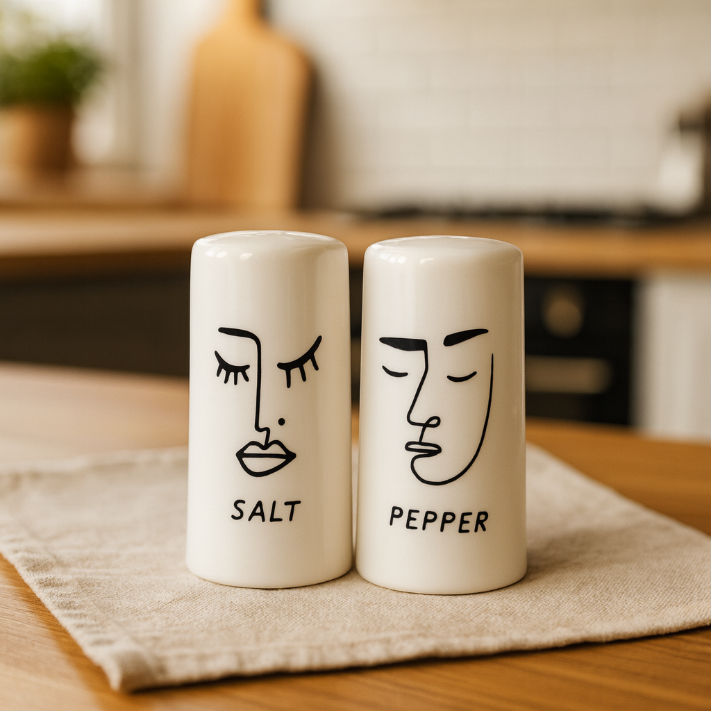 Set Salero y Pimentero de Porcelana 7×4 cm  (2 Piezas)