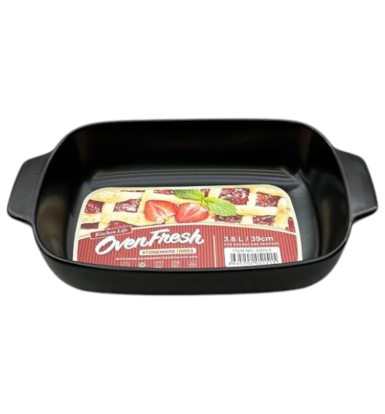 Fuente Horno de Porcelana Rectangular 39×24×8 cm – Negro