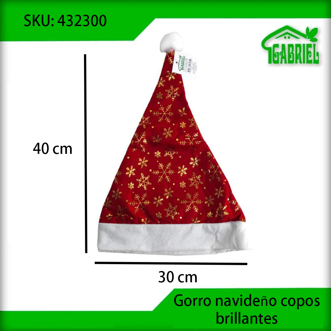 Gorro de Navidad con Copos Brillantes