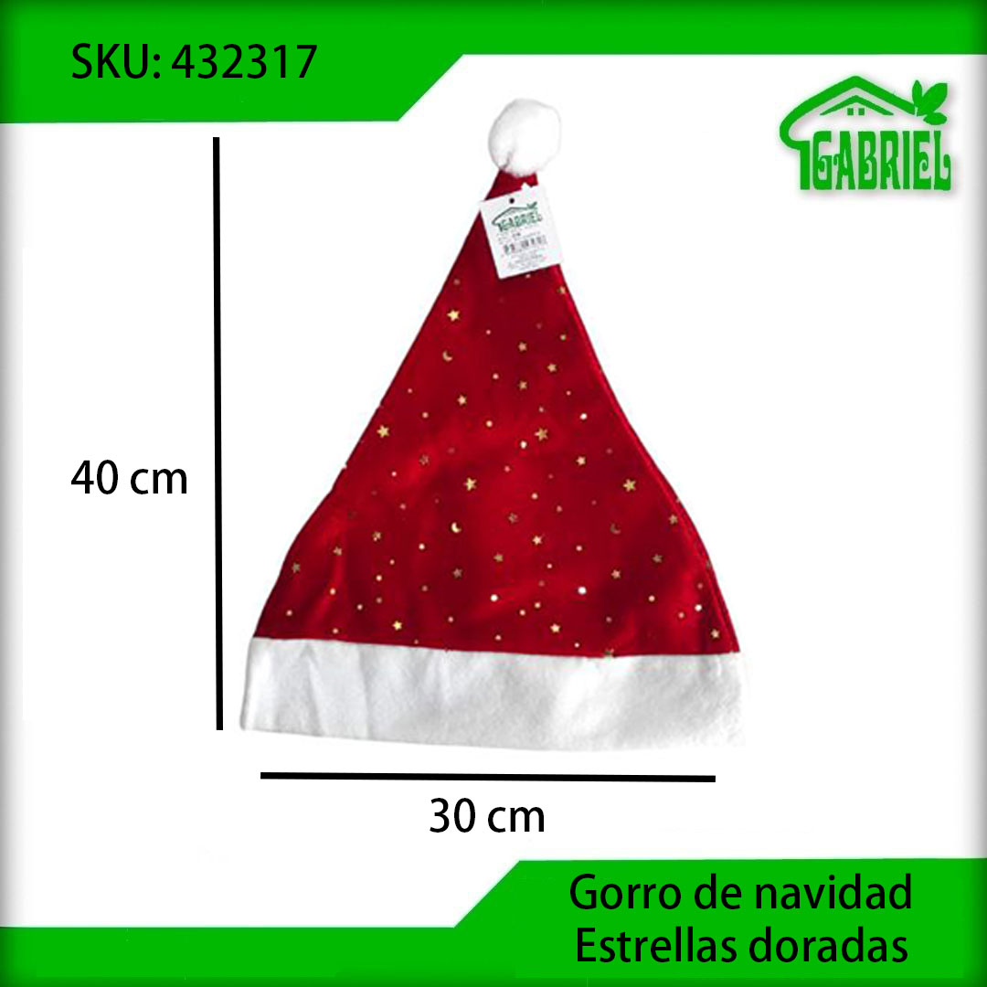 Gorro de Navidad con Estrellas Doradas