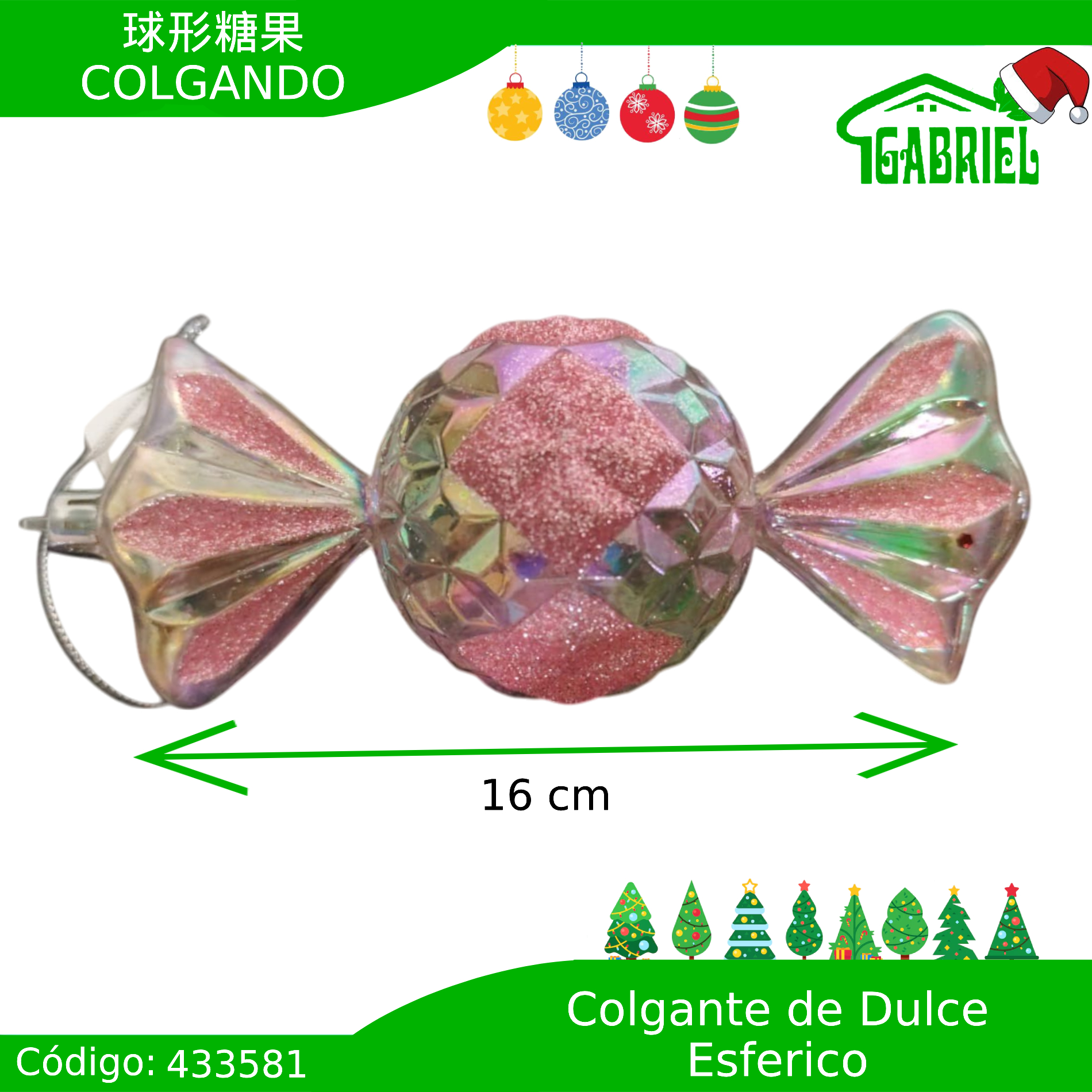 Colgante para Árbol de Navidad – Dulce Esférico 16 cm