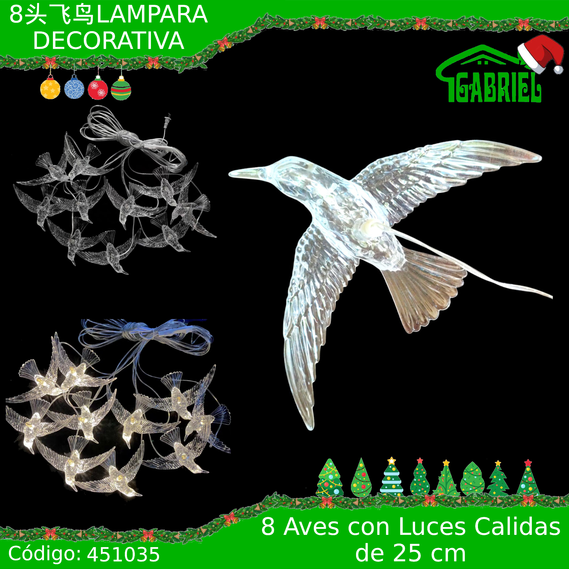 Luces en Forma de Ave Paloma, 8 Luces de 25 cm Luz Calida