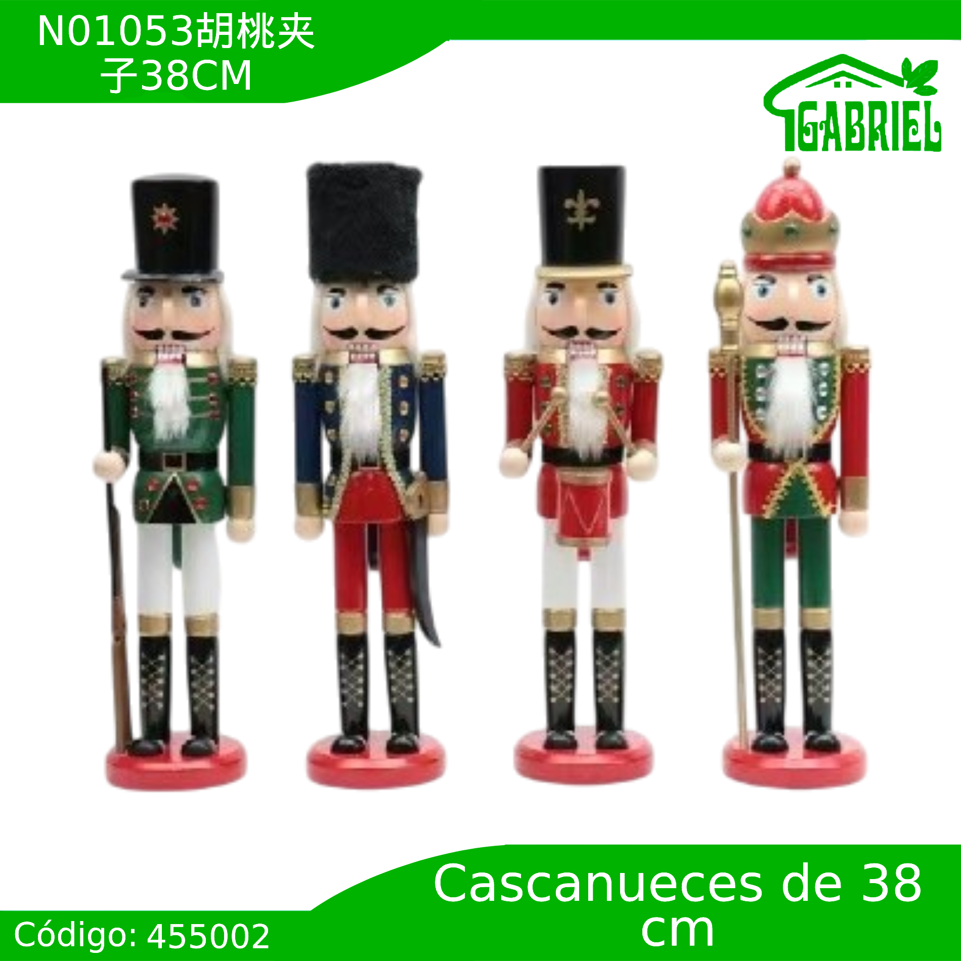 Cascanueces Figura de Navidad Adorno Cascanueces Navideño Casca nuez 38 cm