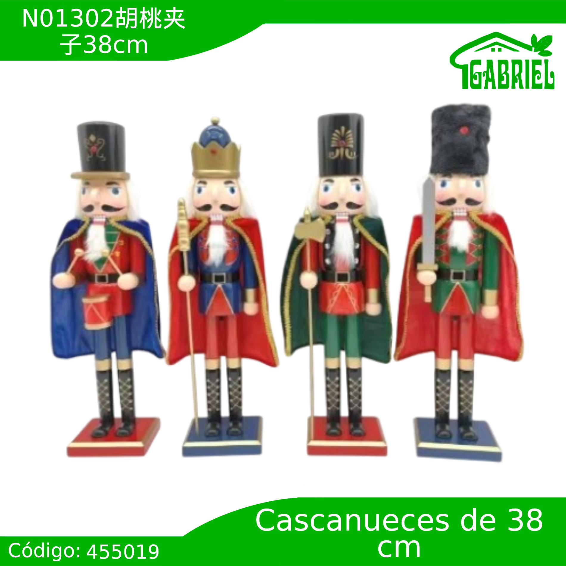 Cascanueces Figura de Navidad Adorno Cascanueces Navideño Casca nuez 38 cm