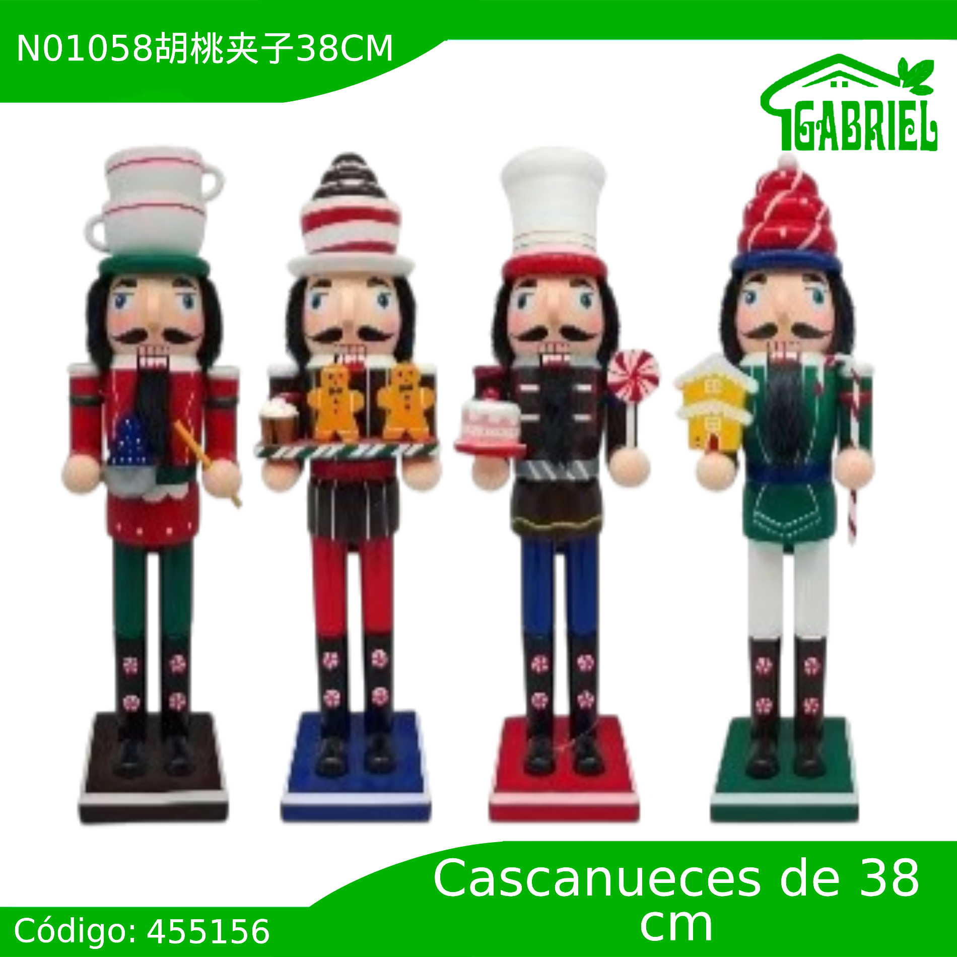 Cascanueces Figura de Navidad Adorno Cascanueces Navideño Casca nuez 38 cm