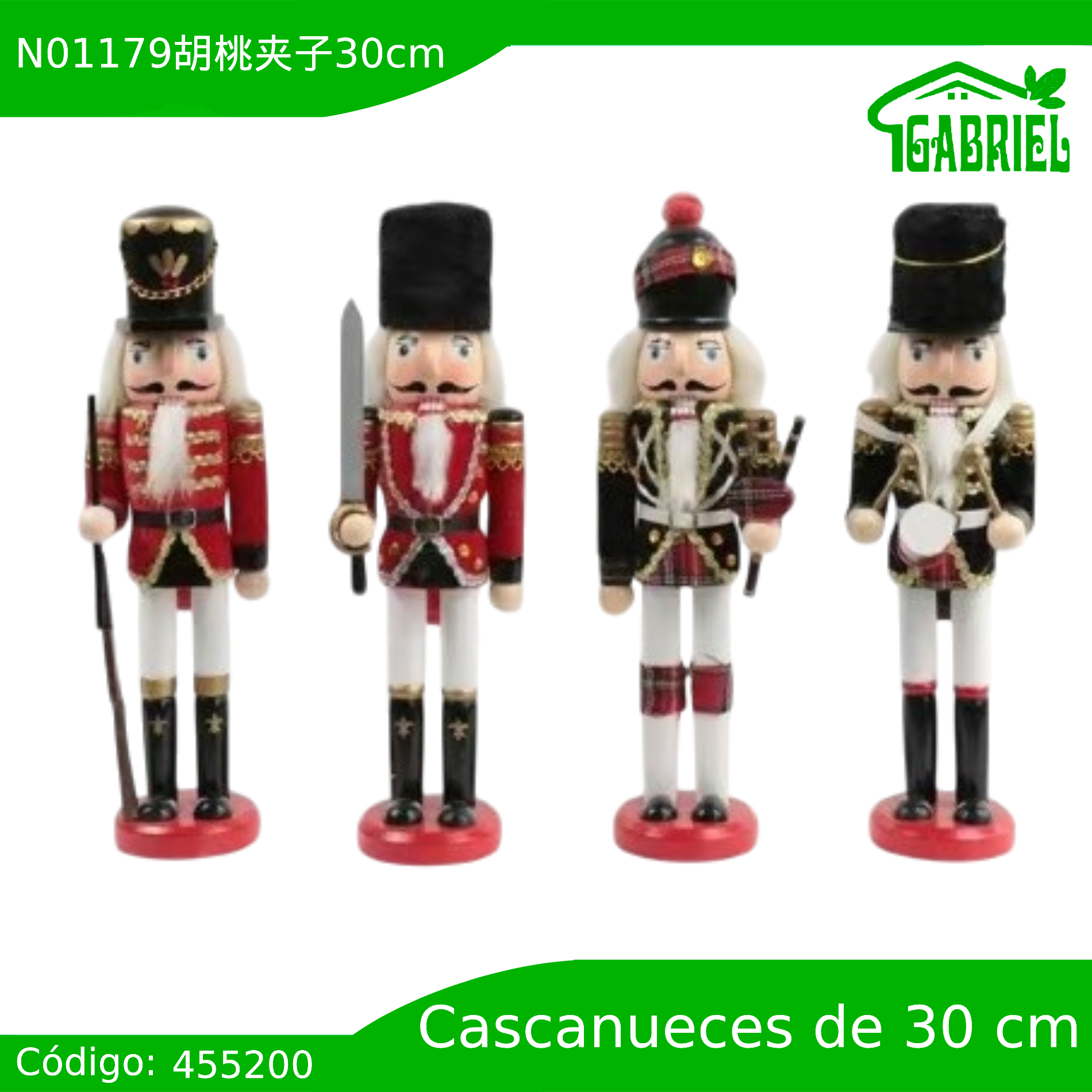 Cascanueces Figura de Navidad Adorno Cascanueces Navideño Casca nuez 30 cm