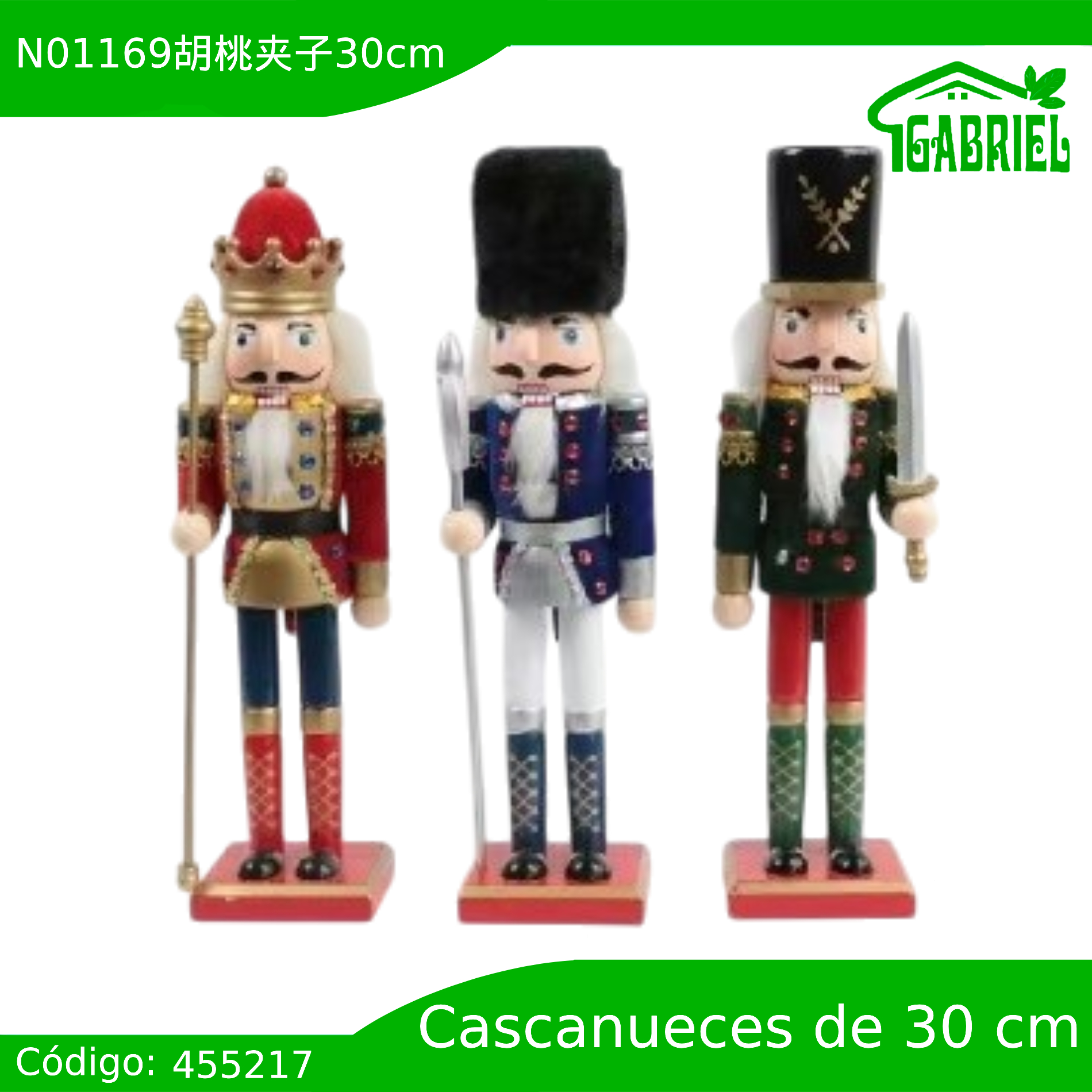 Cascanueces Figura de Navidad Adorno Cascanueces Navideño Casca nuez 30 cm