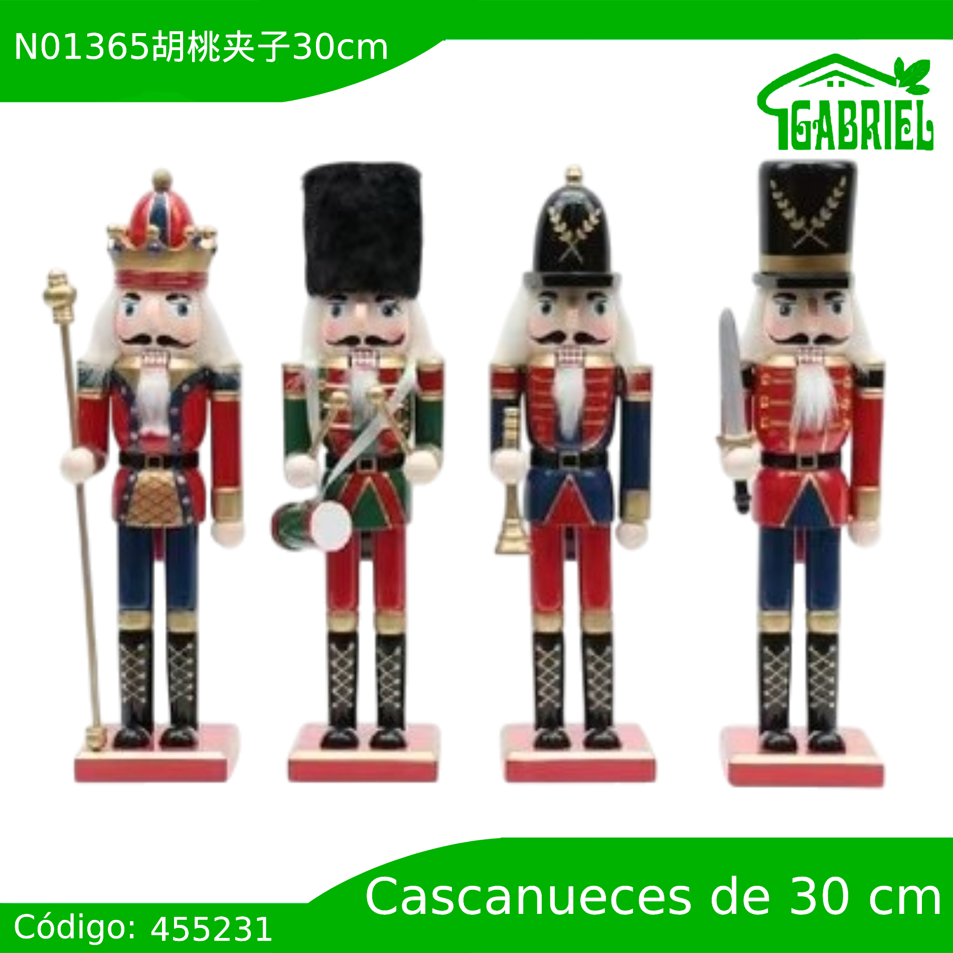 Cascanueces Figura de Navidad Adorno Cascanueces Navideño Casca nuez 30 cm