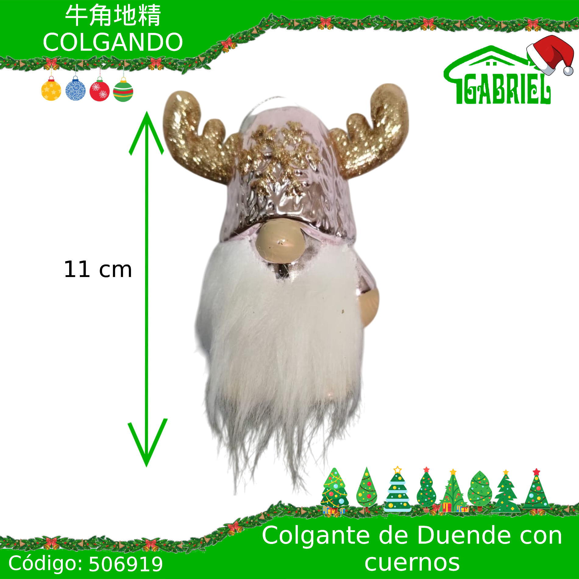 Colgante para Árbol de Navidad – Duende con Cuernos
