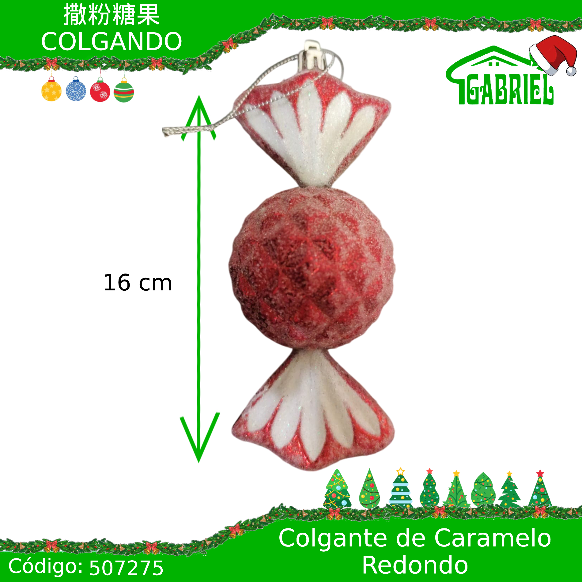Colgante para Árbol de Navidad – Caramelo 16 cm