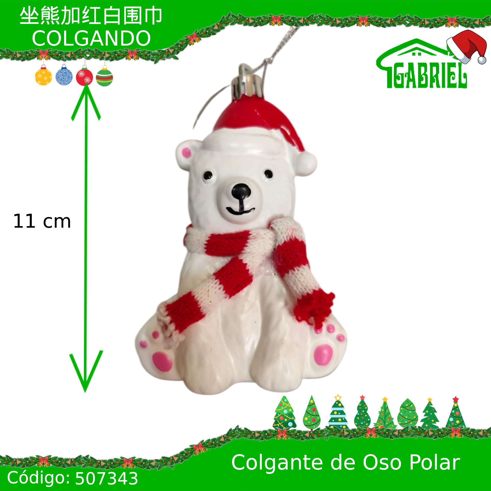Colgante para Árbol de Navidad – Oso Polar 11 cm