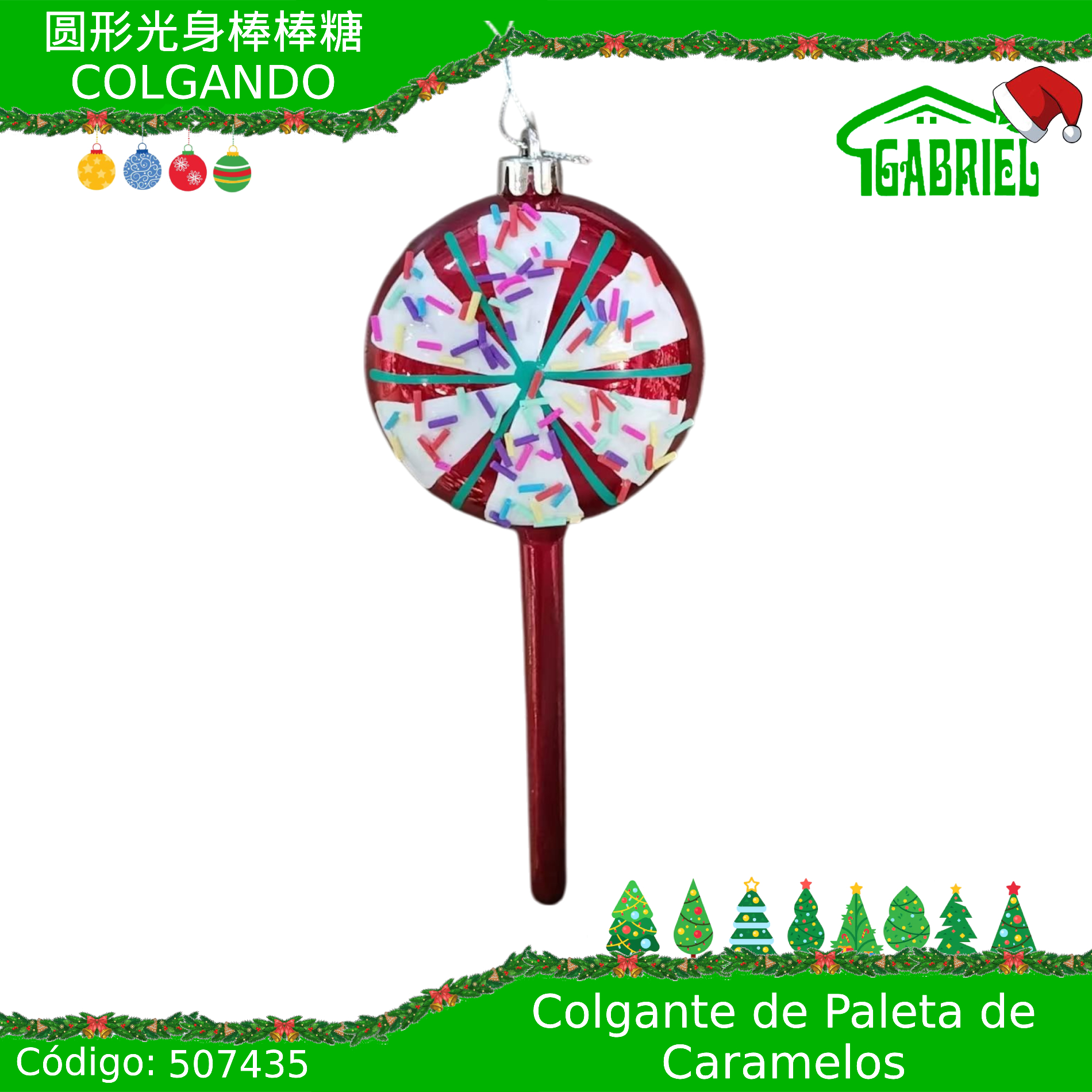 Colgante para Árbol de Navidad – Paleta de Caramelo