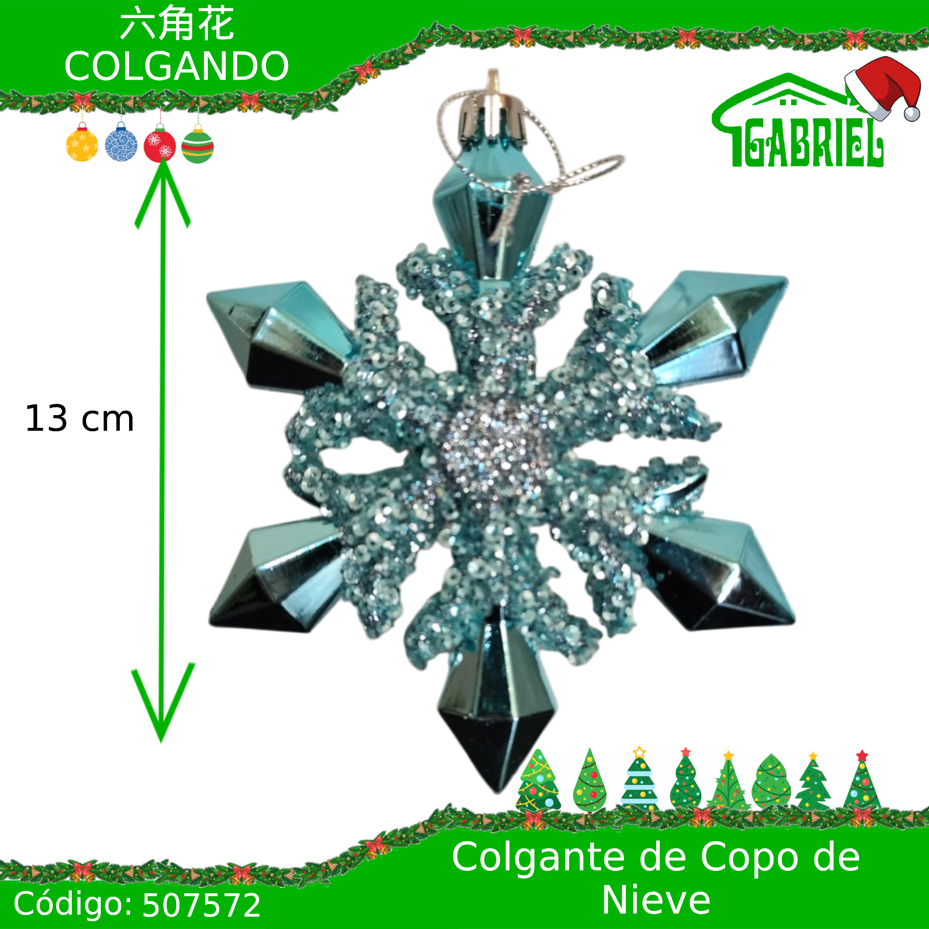 Colgante para Árbol de Navidad – Copo de Nieve 13 cm