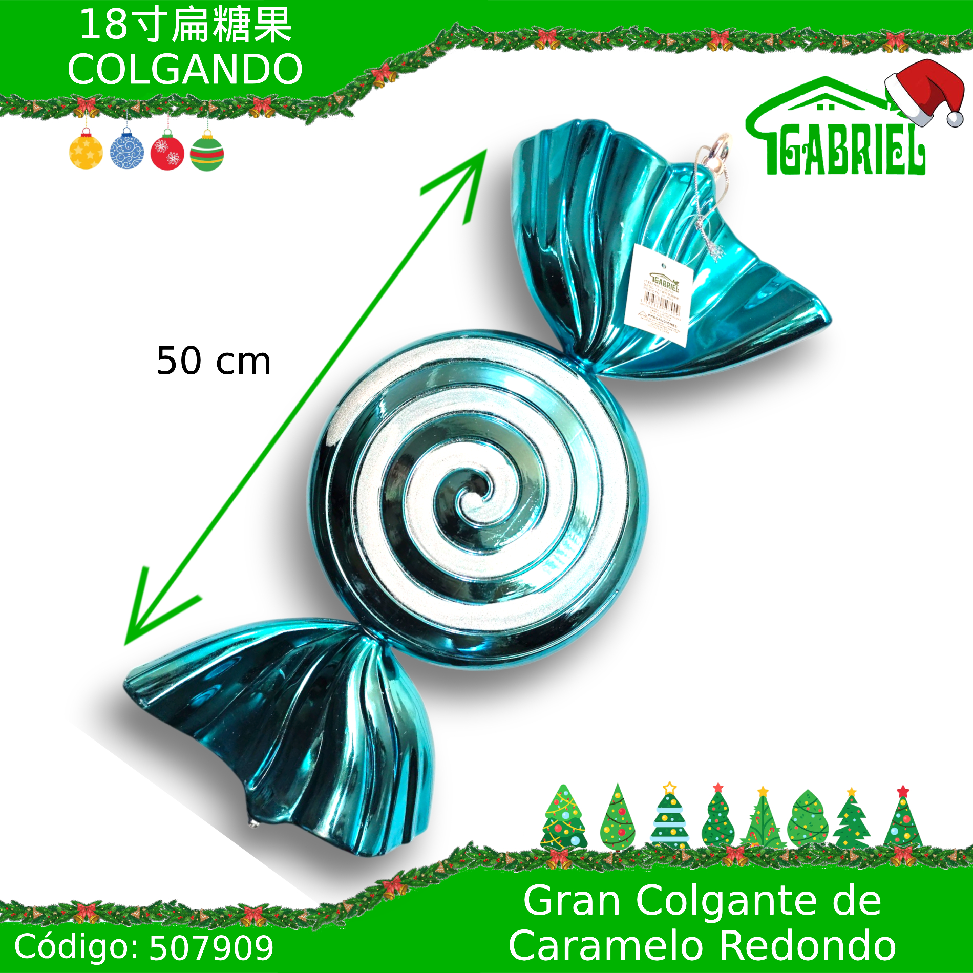 Colgante para Árbol de Navidad – Caramelo 50 cm