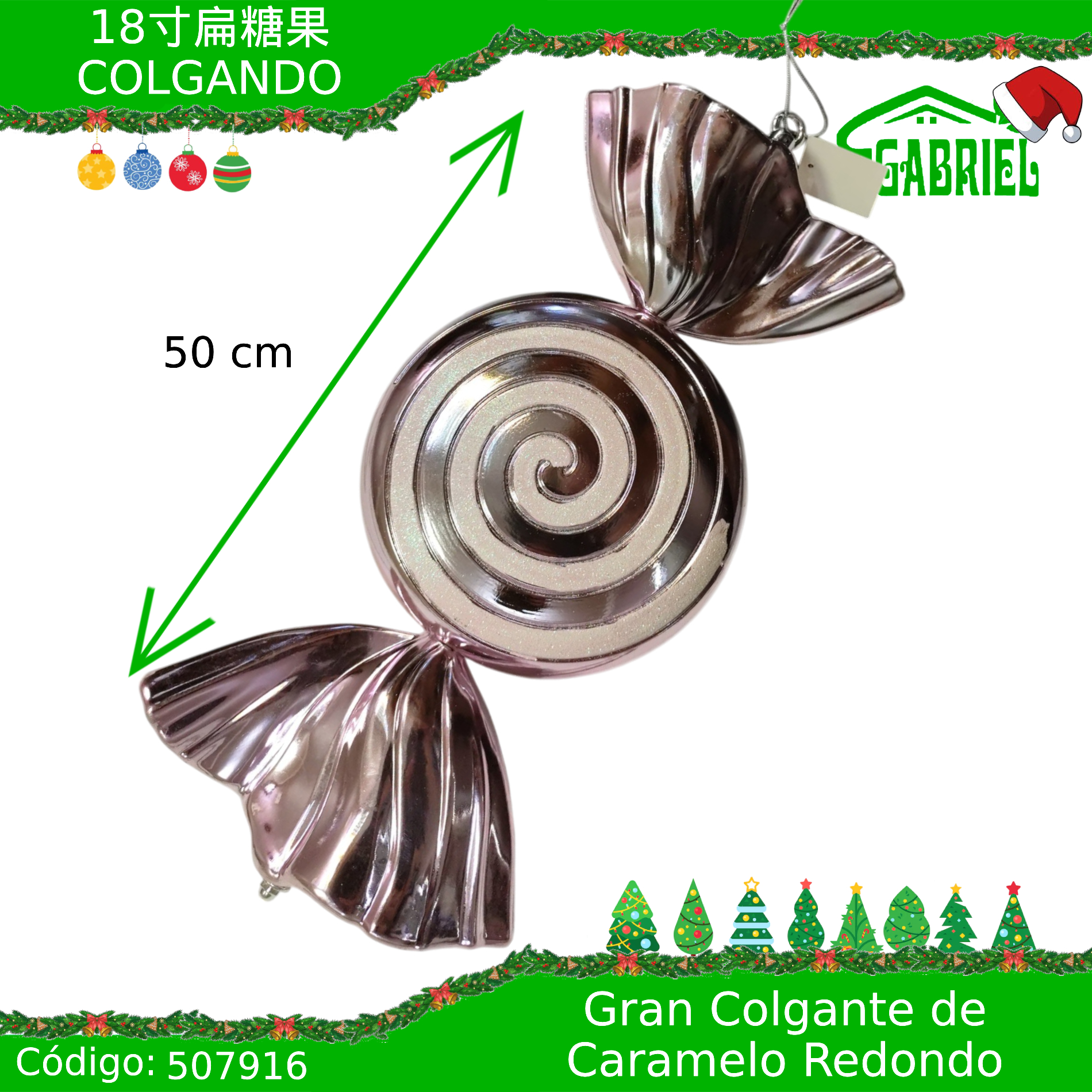 Colgante para Árbol de Navidad – Caramelo 50 cm