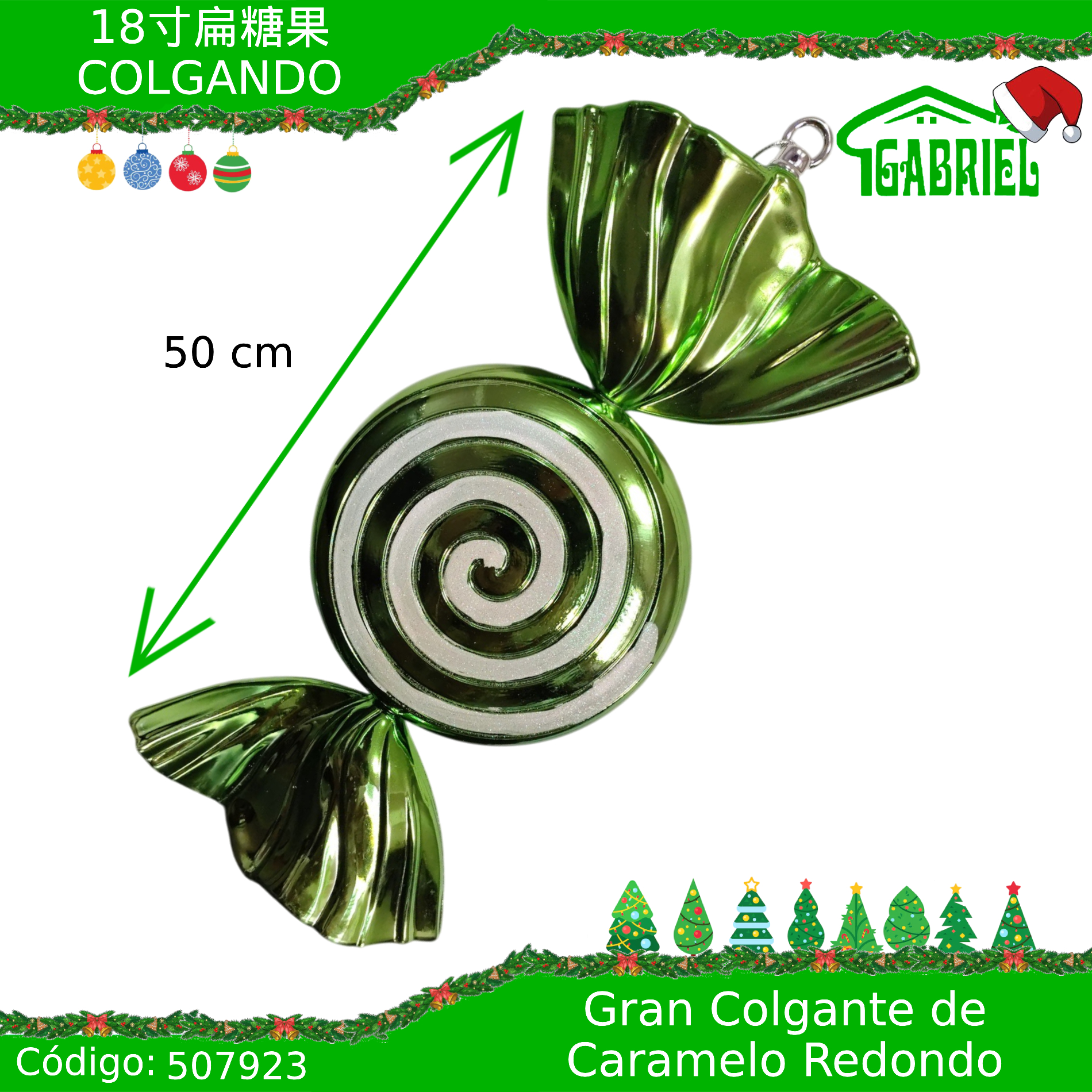 Colgante para Árbol de Navidad – Caramelo 50 cm