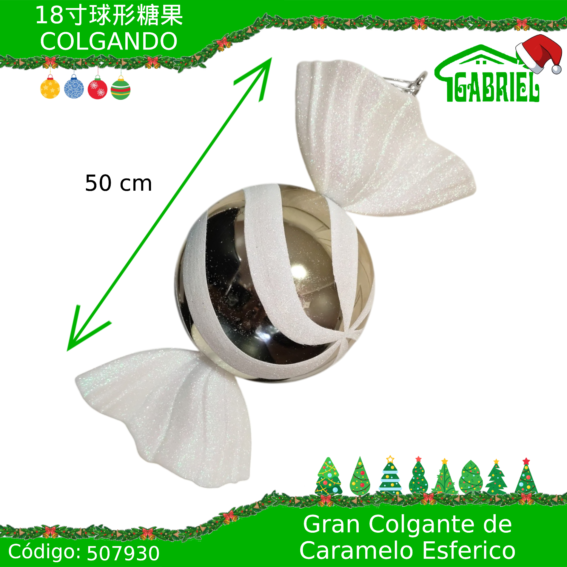 Colgante para Árbol de Navidad – Caramelo 50 cm