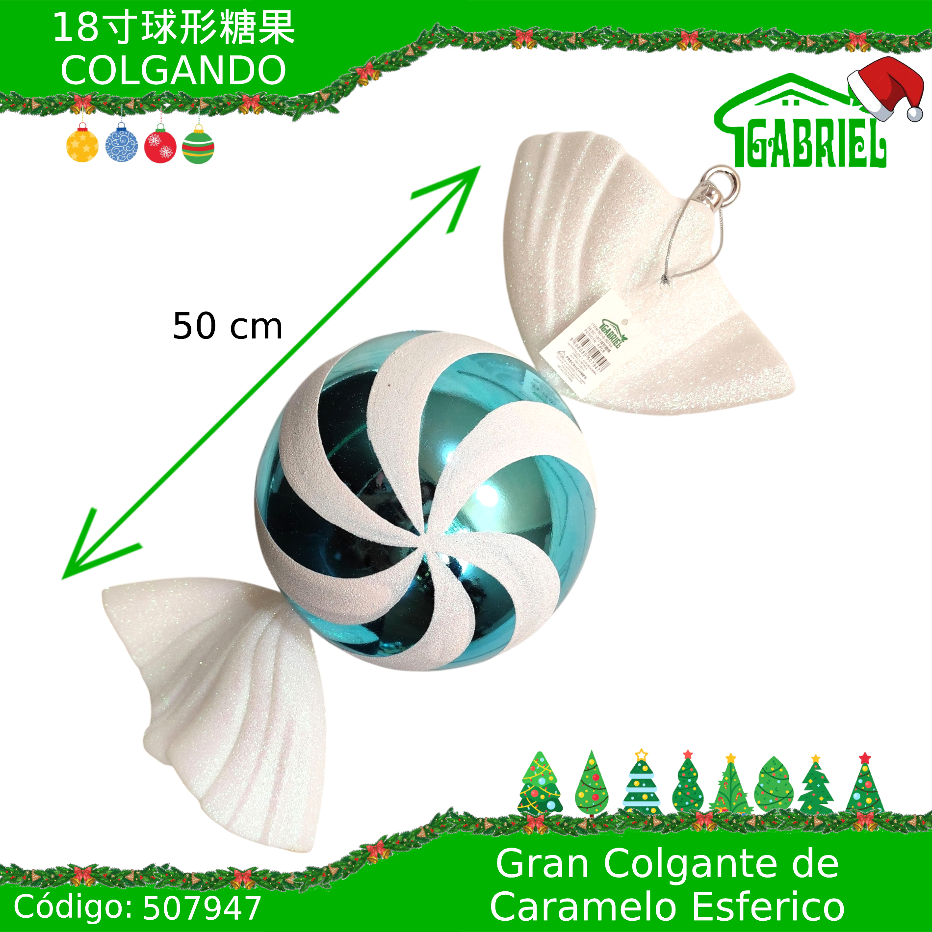 Colgante para Árbol de Navidad – Caramelo 50 cm