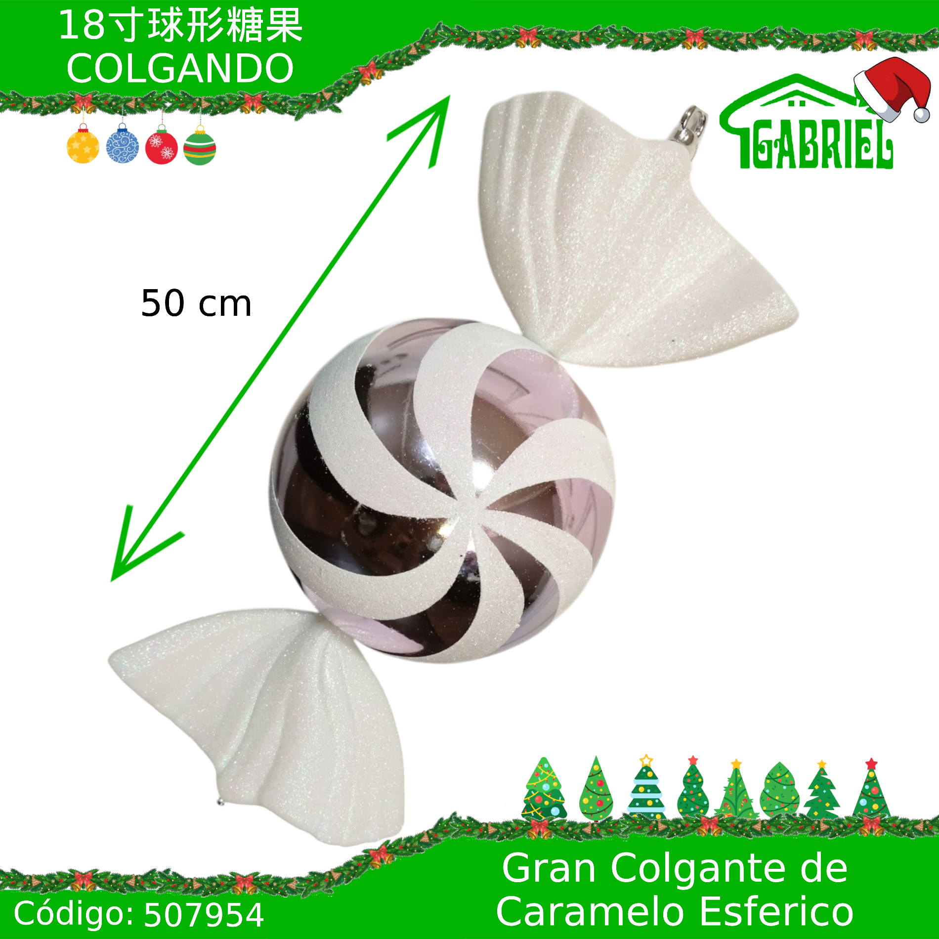 Colgante para Árbol de Navidad – Caramelo 50 cm