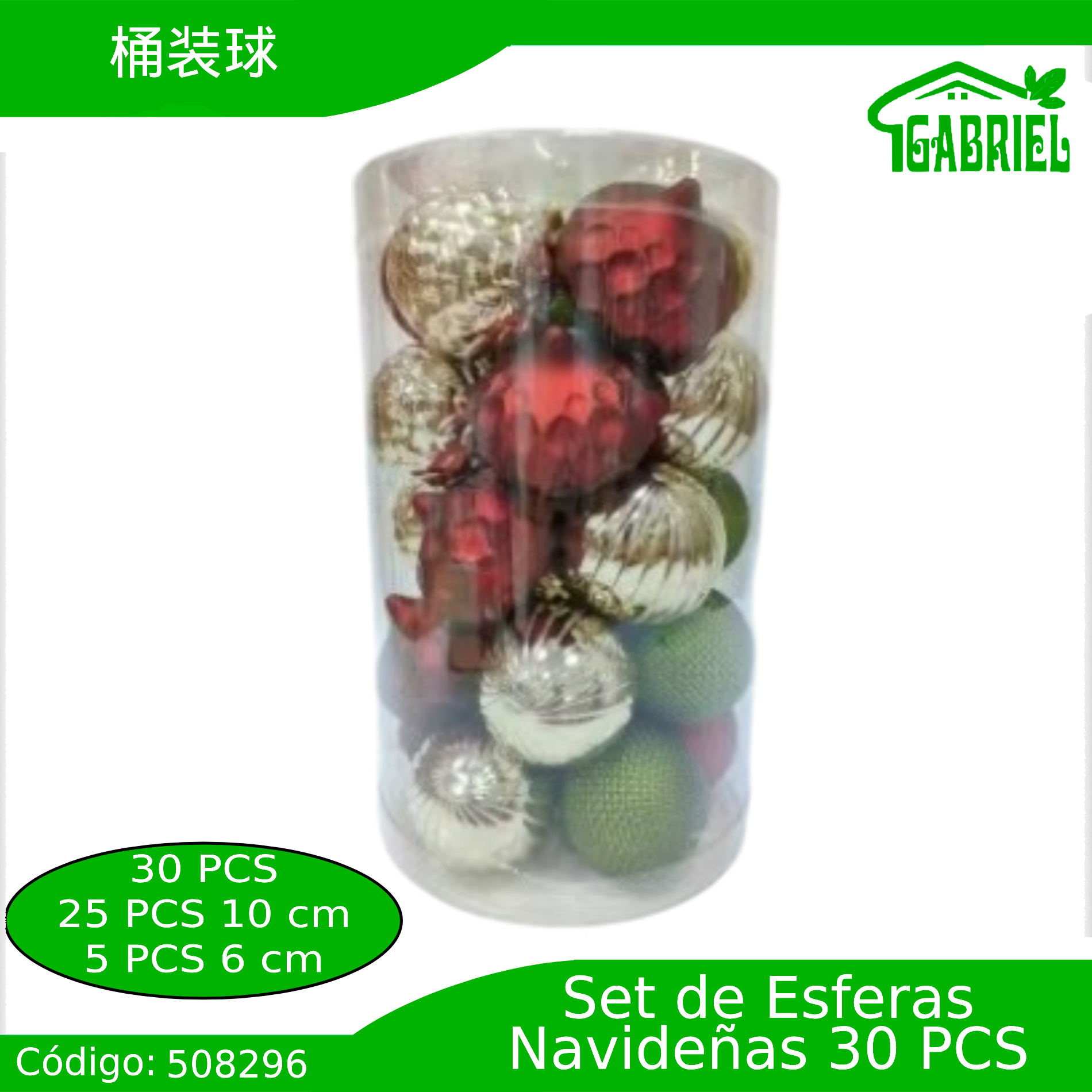 Esferas de Navidad para Colgar 30 pcs 10 y 6 cm