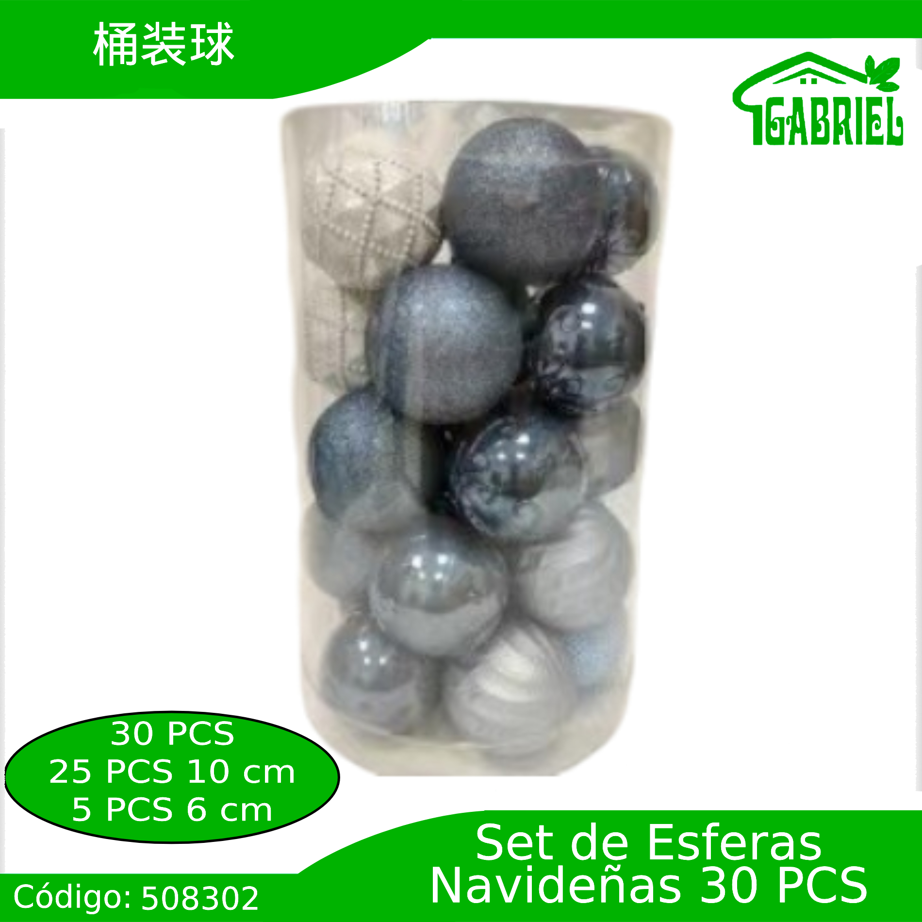 Esferas de Navidad para Colgar 30 pcs 10 y 6 cm