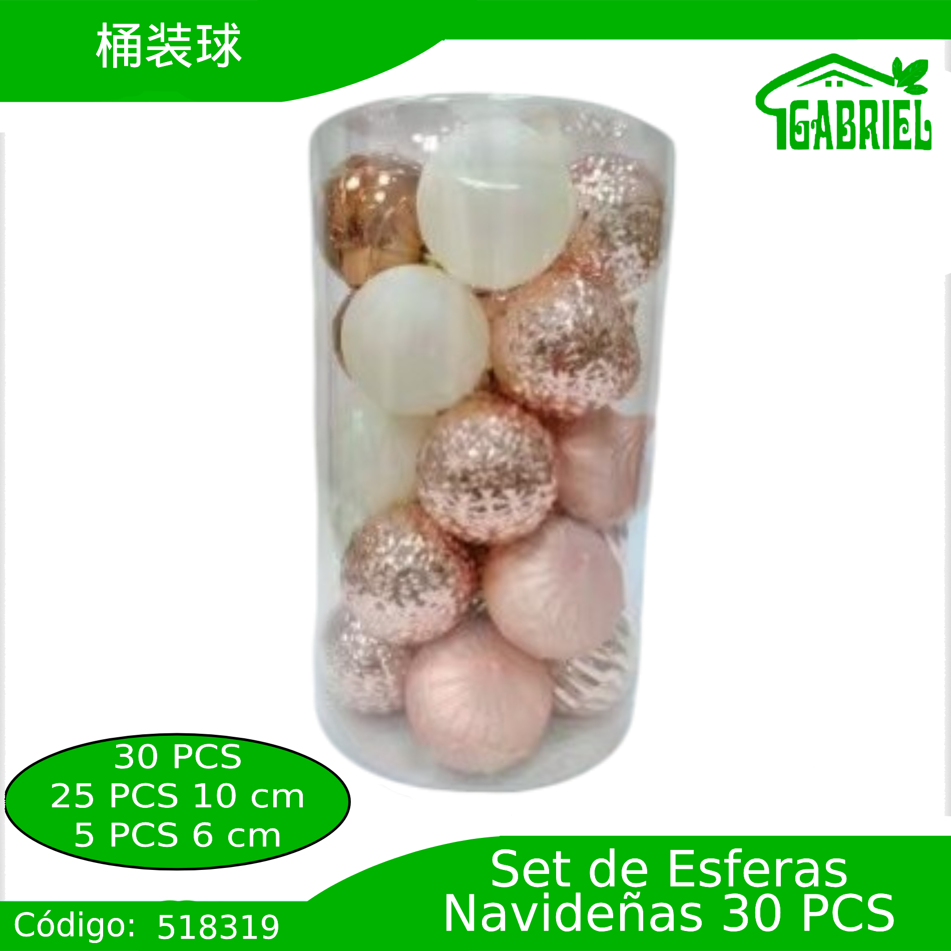 Esferas de Navidad para Colgar 30 pcs 10 y 6 cm