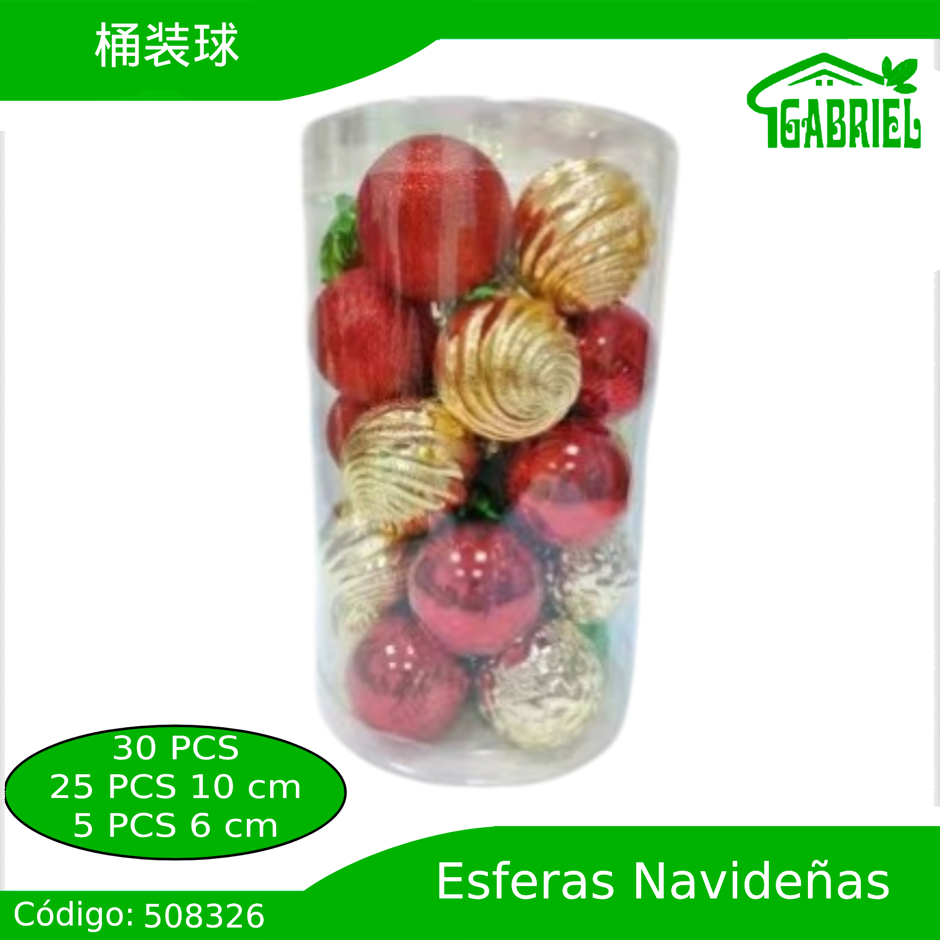 Esferas de Navidad para Colgar 30 pcs 10 y 6 cm