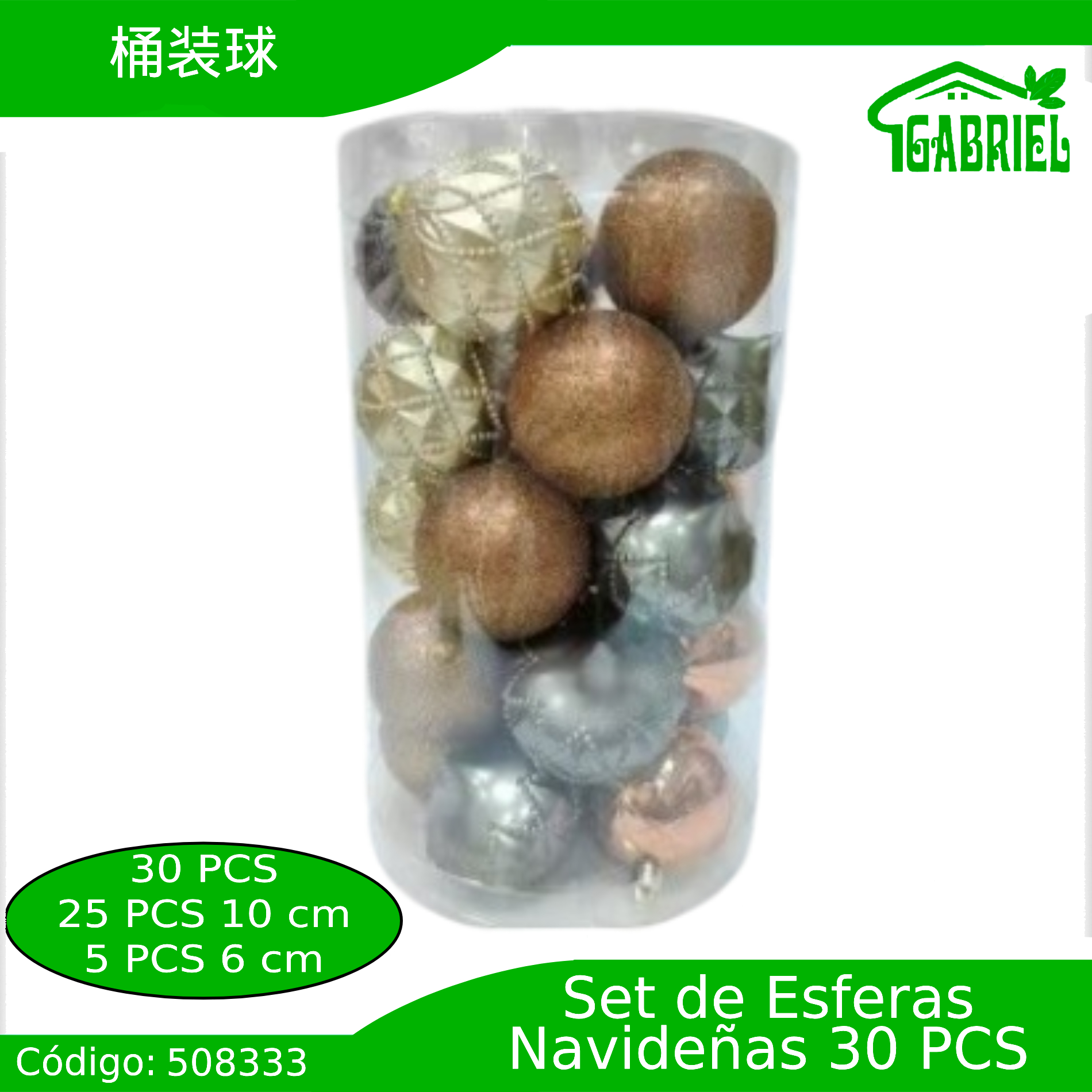 Esferas de Navidad para Colgar 30 pcs 10 y 6 cm