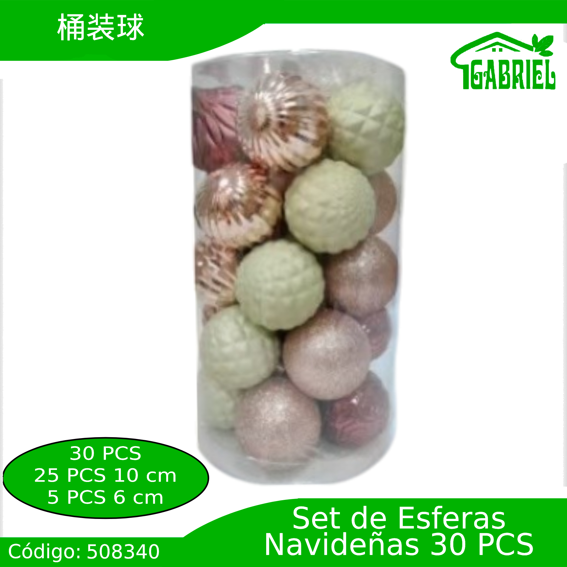 Esferas de Navidad para Colgar 30 pcs 10 y 6 cm