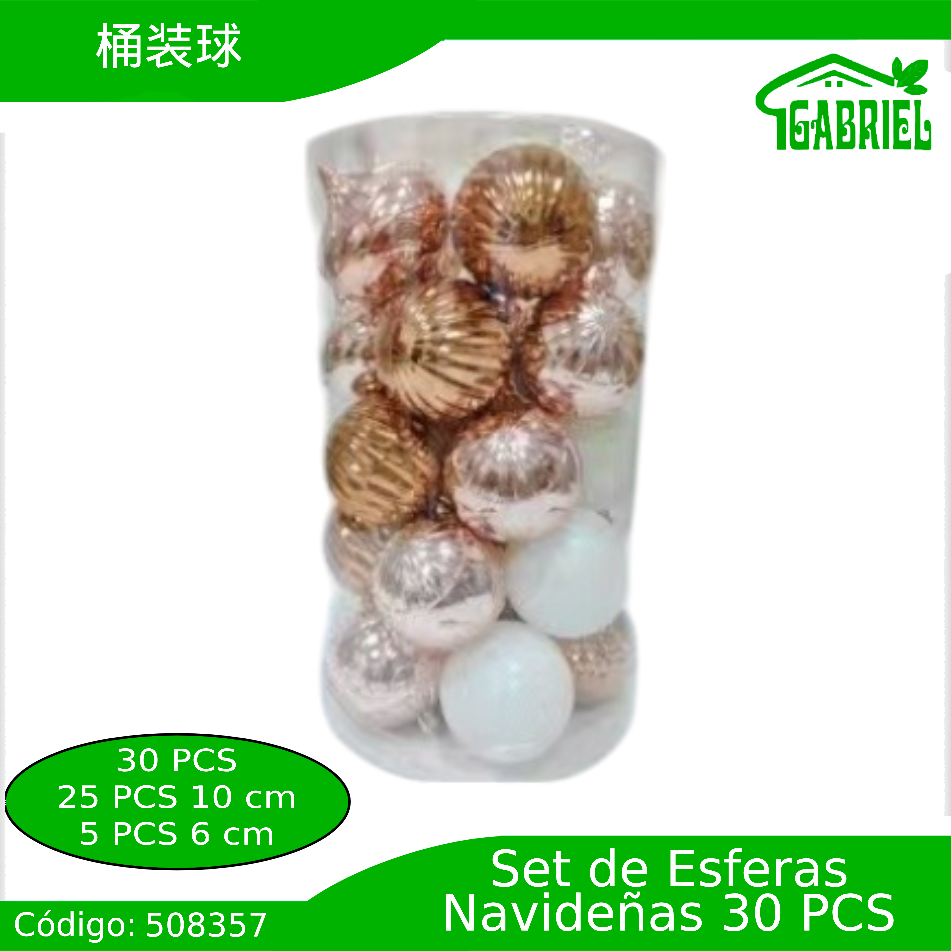 Esferas de Navidad para Colgar 30 pcs 10 y 6 cm